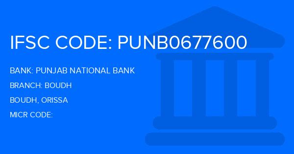 Punjab National Bank (PNB) Boudh Branch IFSC Code