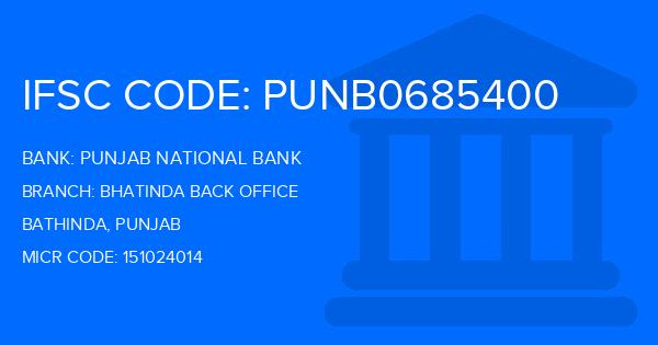 Punjab National Bank (PNB) Bhatinda Back Office Branch IFSC Code