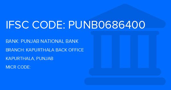 Punjab National Bank (PNB) Kapurthala Back Office Branch IFSC Code