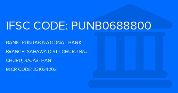 Punjab National Bank (PNB) Sahawa Distt Churu Raj Branch IFSC Code