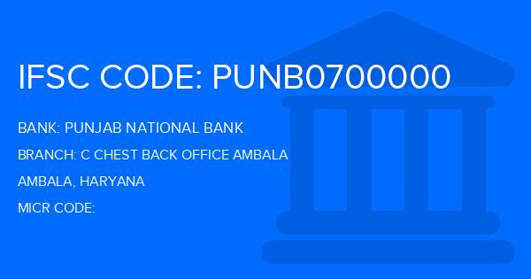 Punjab National Bank (PNB) C Chest Back Office Ambala Branch IFSC Code