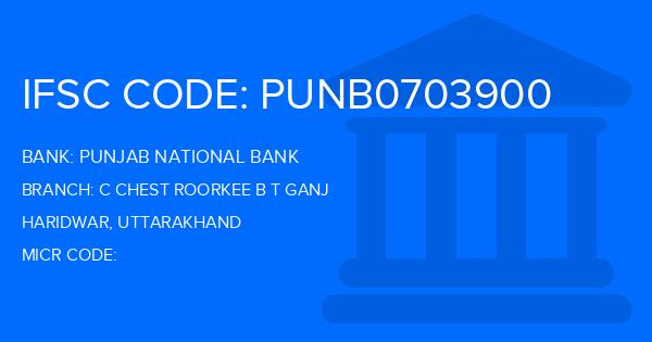 Punjab National Bank (PNB) C Chest Roorkee B T Ganj Branch IFSC Code