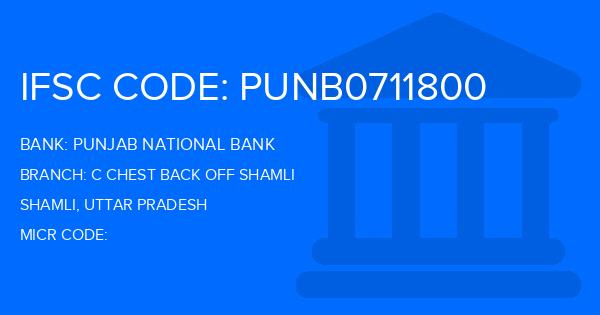 Punjab National Bank (PNB) C Chest Back Off Shamli Branch IFSC Code