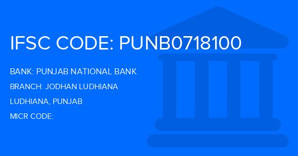 Punjab National Bank (PNB) Jodhan Ludhiana Branch IFSC Code