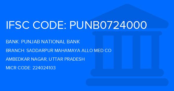 Punjab National Bank (PNB) Saddarpur Mahamaya Allo Med Co Branch IFSC Code