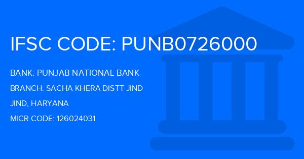 Punjab National Bank (PNB) Sacha Khera Distt Jind Branch IFSC Code