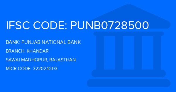 Punjab National Bank (PNB) Khandar Branch IFSC Code