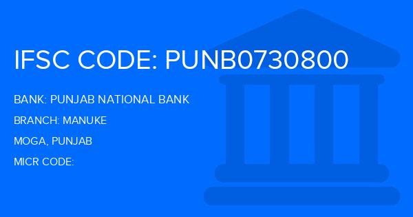 Punjab National Bank (PNB) Manuke Branch IFSC Code