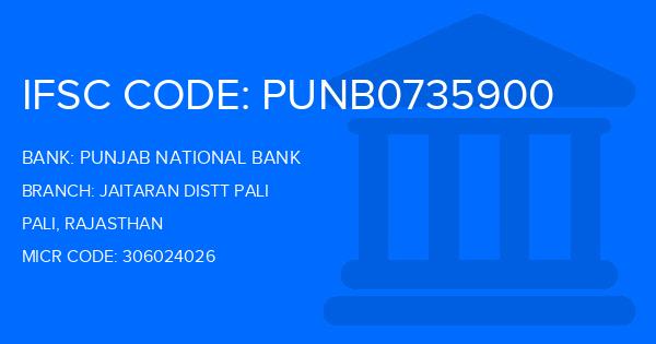 Punjab National Bank (PNB) Jaitaran Distt Pali Branch IFSC Code