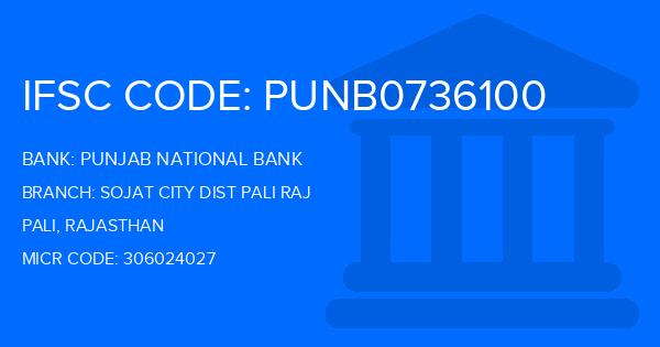 Punjab National Bank (PNB) Sojat City Dist Pali Raj Branch IFSC Code
