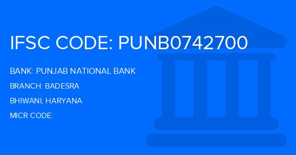 Punjab National Bank (PNB) Badesra Branch IFSC Code