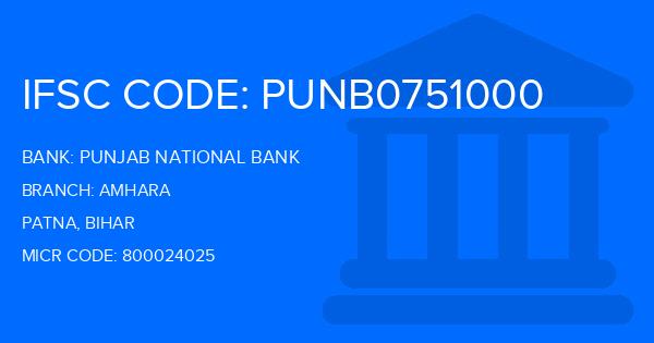 Punjab National Bank (PNB) Amhara Branch IFSC Code