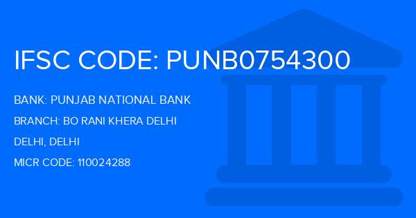 Punjab National Bank (PNB) Bo Rani Khera Delhi Branch IFSC Code