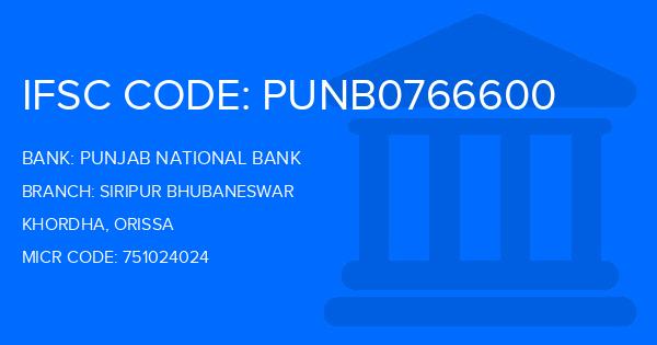 Punjab National Bank (PNB) Siripur Bhubaneswar Branch IFSC Code
