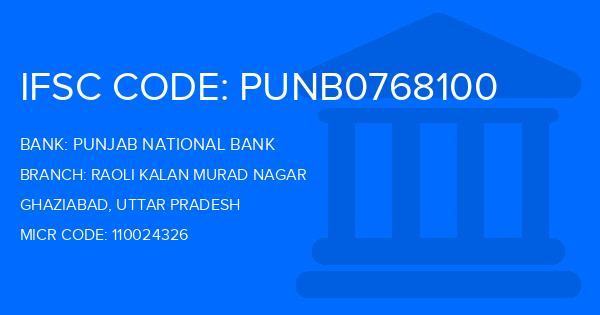 Punjab National Bank (PNB) Raoli Kalan Murad Nagar Branch IFSC Code