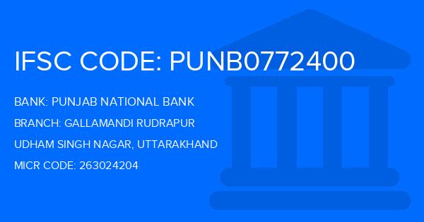 Punjab National Bank (PNB) Gallamandi Rudrapur Branch IFSC Code