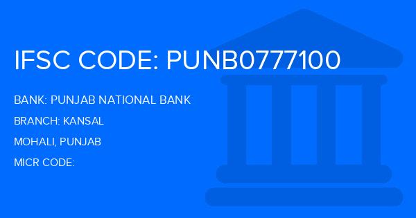 Punjab National Bank (PNB) Kansal Branch IFSC Code
