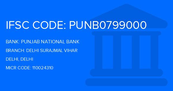 Punjab National Bank (PNB) Delhi Surajmal Vihar Branch IFSC Code