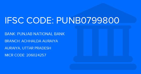 Punjab National Bank (PNB) Achhalda Auraiya Branch IFSC Code