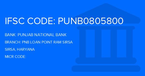 Punjab National Bank (PNB) Pnb Loan Point Ram Sirsa Branch IFSC Code