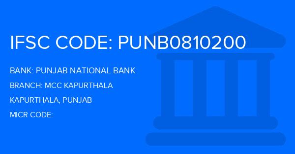 Punjab National Bank (PNB) Mcc Kapurthala Branch IFSC Code