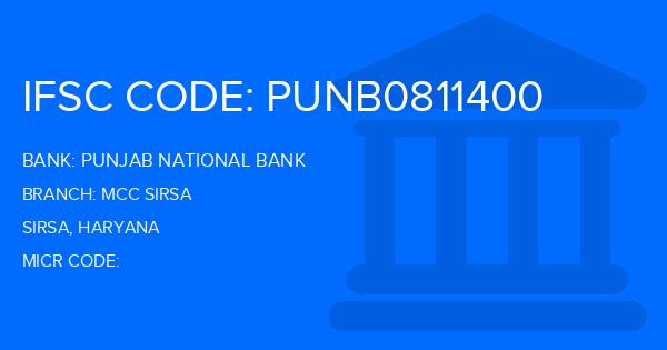 Punjab National Bank (PNB) Mcc Sirsa Branch IFSC Code