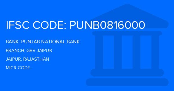 Punjab National Bank (PNB) Gbv Jaipur Branch IFSC Code
