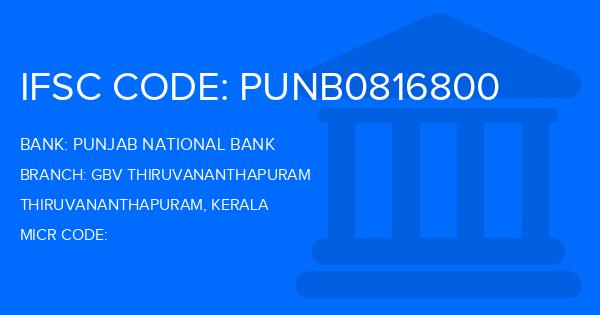 Punjab National Bank (PNB) Gbv Thiruvananthapuram Branch IFSC Code