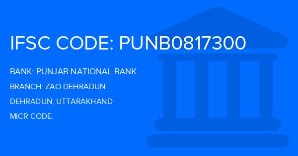 Punjab National Bank (PNB) Zao Dehradun Branch IFSC Code