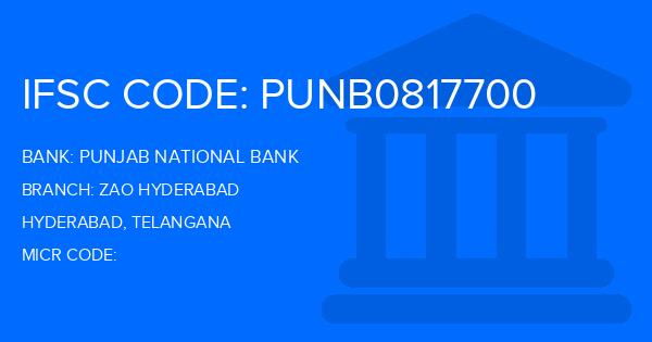 Punjab National Bank (PNB) Zao Hyderabad Branch IFSC Code