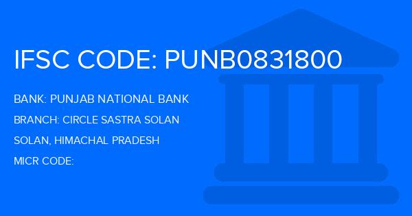 Punjab National Bank (PNB) Circle Sastra Solan Branch IFSC Code