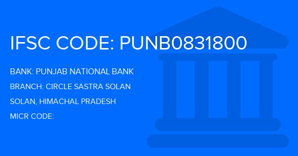 Punjab National Bank (PNB) Circle Sastra Solan Branch IFSC Code