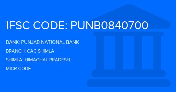 Punjab National Bank (PNB) Cac Shimla Branch IFSC Code