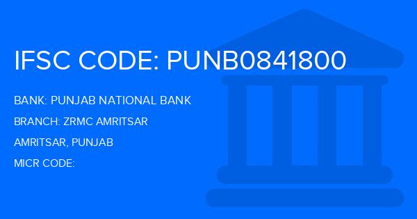 Punjab National Bank (PNB) Zrmc Amritsar Branch IFSC Code