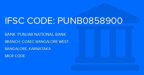 Punjab National Bank (PNB) Coaec Bangalore West Branch IFSC Code