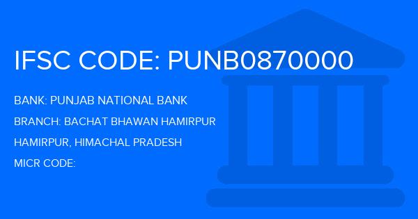 Punjab National Bank (PNB) Bachat Bhawan Hamirpur Branch IFSC Code