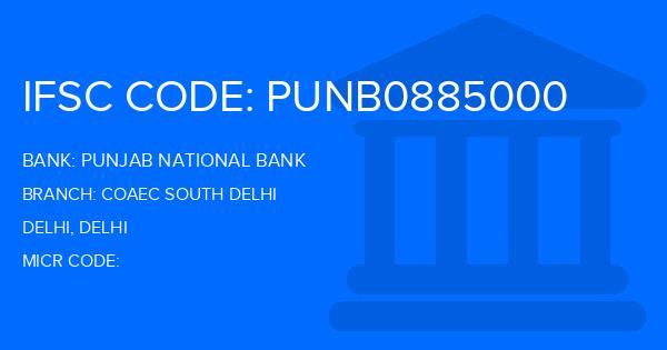 Punjab National Bank (PNB) Coaec South Delhi Branch IFSC Code