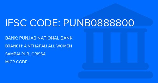 Punjab National Bank (PNB) Ainthapali All Women Branch IFSC Code