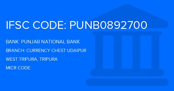 Punjab National Bank (PNB) Currency Chest Udaipur Branch IFSC Code
