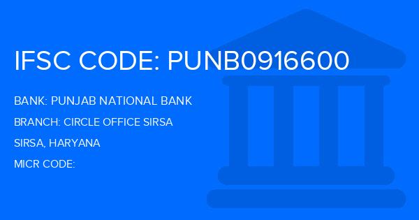Punjab National Bank (PNB) Circle Office Sirsa Branch IFSC Code