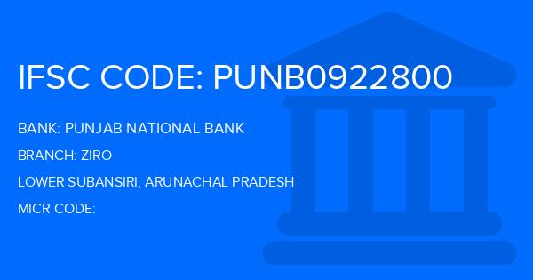 Punjab National Bank (PNB) Ziro Branch IFSC Code