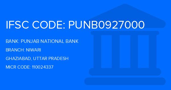 Punjab National Bank (PNB) Niwari Branch IFSC Code