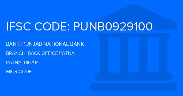 Punjab National Bank (PNB) Back Office Patna Branch IFSC Code