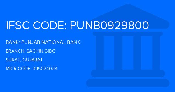 Punjab National Bank (PNB) Sachin Gidc Branch IFSC Code
