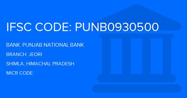 Punjab National Bank (PNB) Jeori Branch IFSC Code