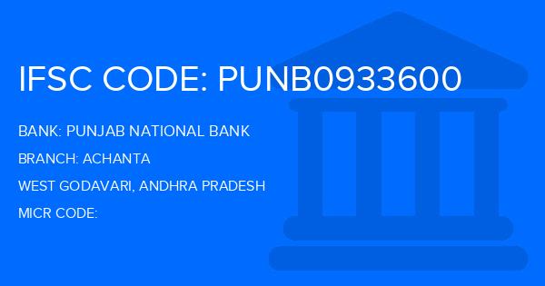 Punjab National Bank (PNB) Achanta Branch IFSC Code