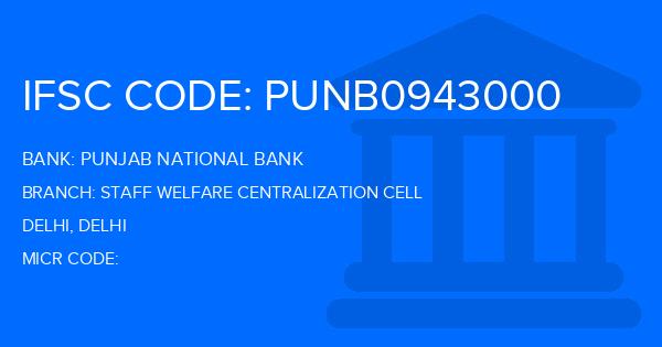 Punjab National Bank (PNB) Staff Welfare Centralization Cell Branch IFSC Code