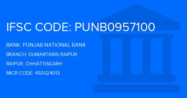 Punjab National Bank (PNB) Dumartarai Raipur Branch IFSC Code