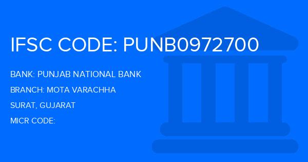 Punjab National Bank (PNB) Mota Varachha Branch IFSC Code