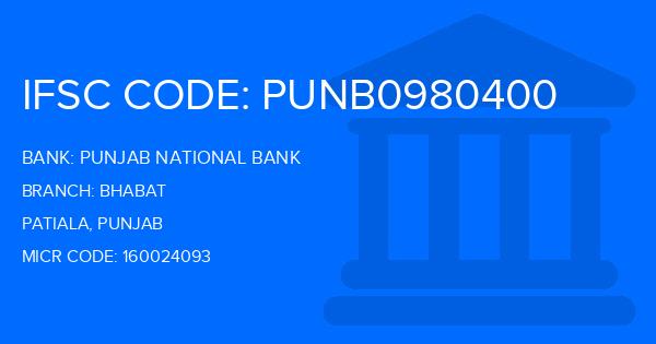Punjab National Bank (PNB) Bhabat Branch IFSC Code